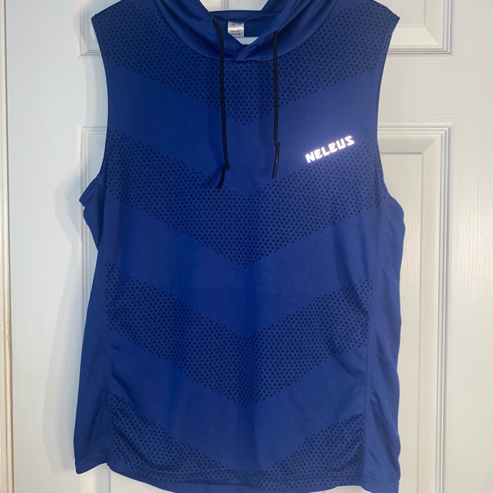 2 Men’s Sleeveless Performance Hoodies - Blue L And Black XL